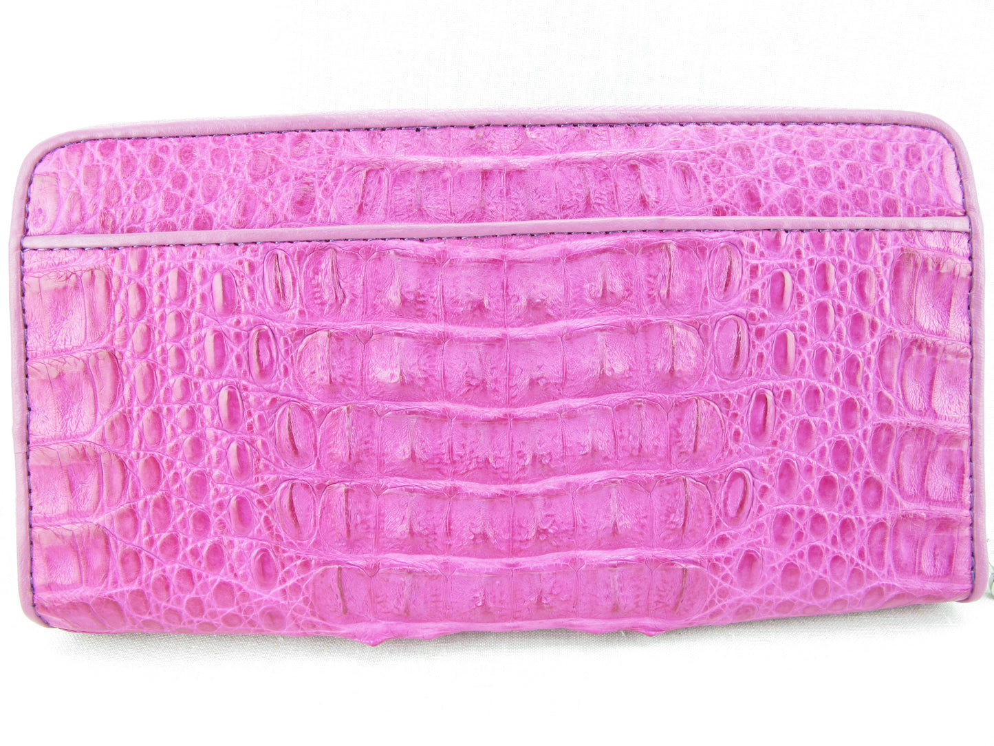 Genuine Caiman Crocodile Hornback Skin Leather Zip Around Clutch Wallet Purse