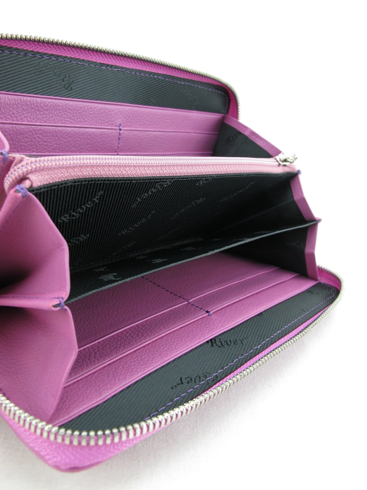 Genuine Caiman Crocodile Hornback Skin Leather Zip Around Clutch Wallet Purse