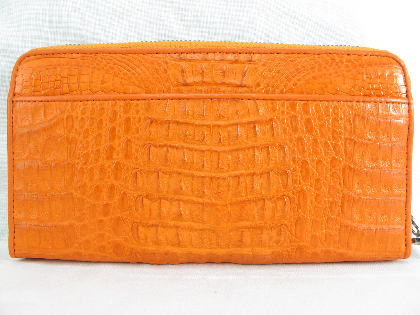 Genuine Caiman Crocodile Hornback Skin Leather Zip Around Clutch Wallet Purse
