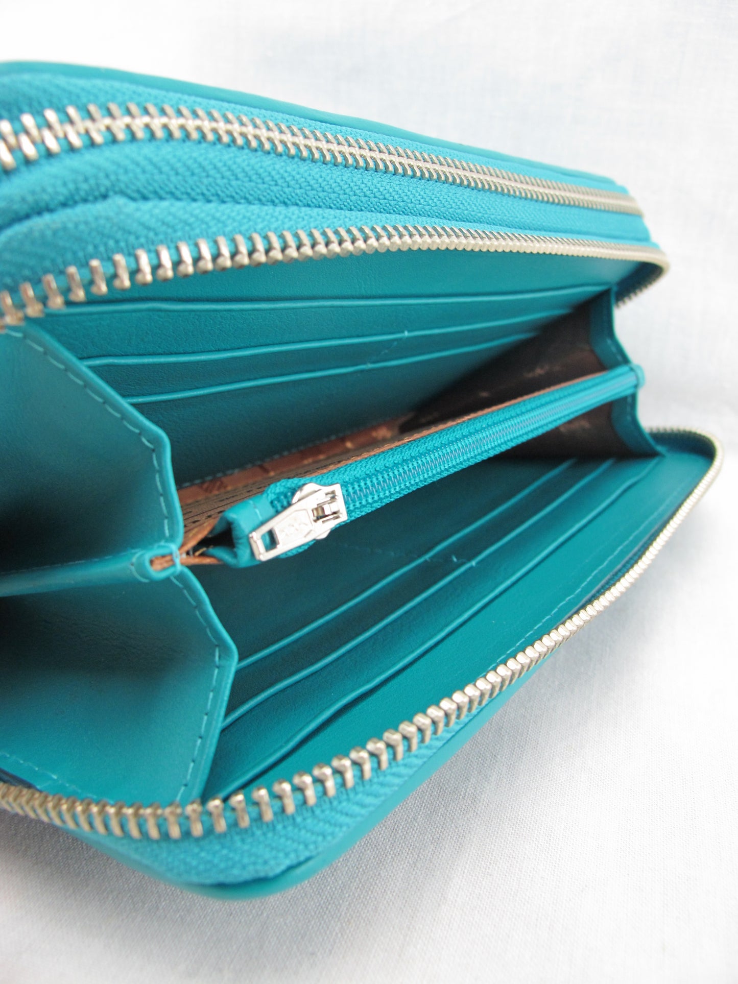 Genuine Caiman Crocodile Hornback Skin Leather Double Zip Around Wrislet Wallet Purse