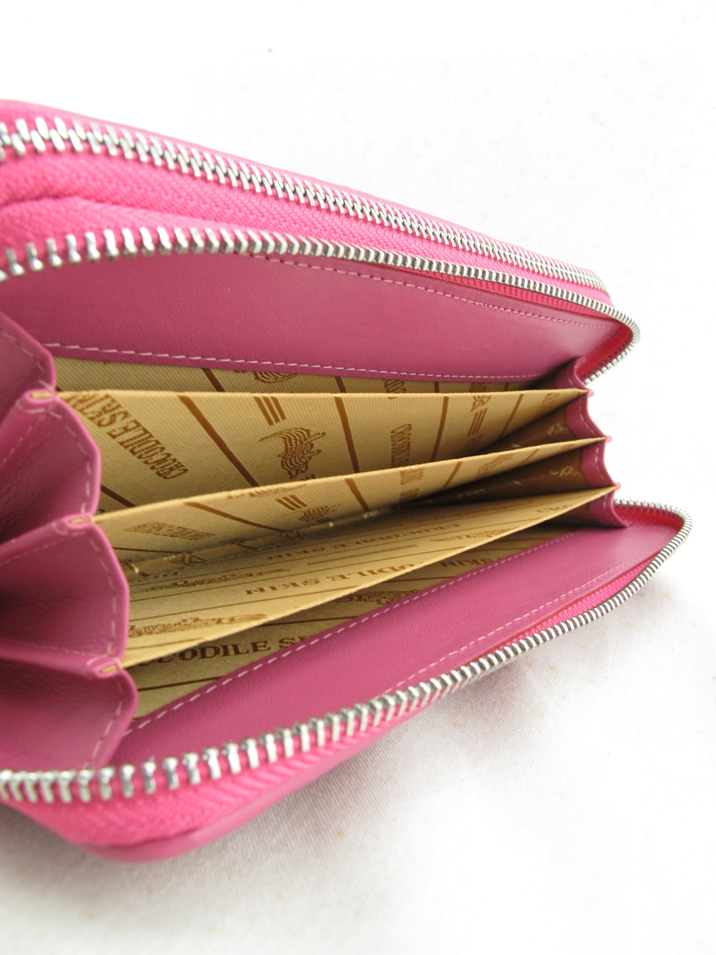 Genuine Caiman Crocodile Hornback Skin Leather Double Zip Around Wrislet Wallet Purse