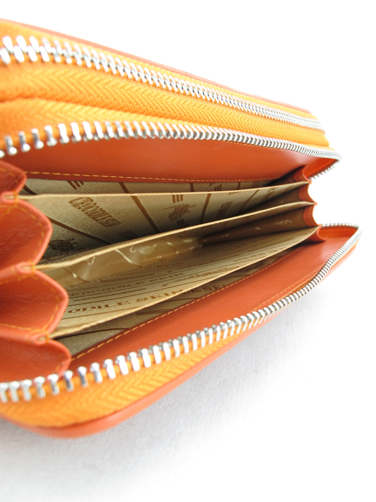 Genuine Caiman Crocodile Hornback Skin Leather Double Zip Around Wrislet Wallet Purse