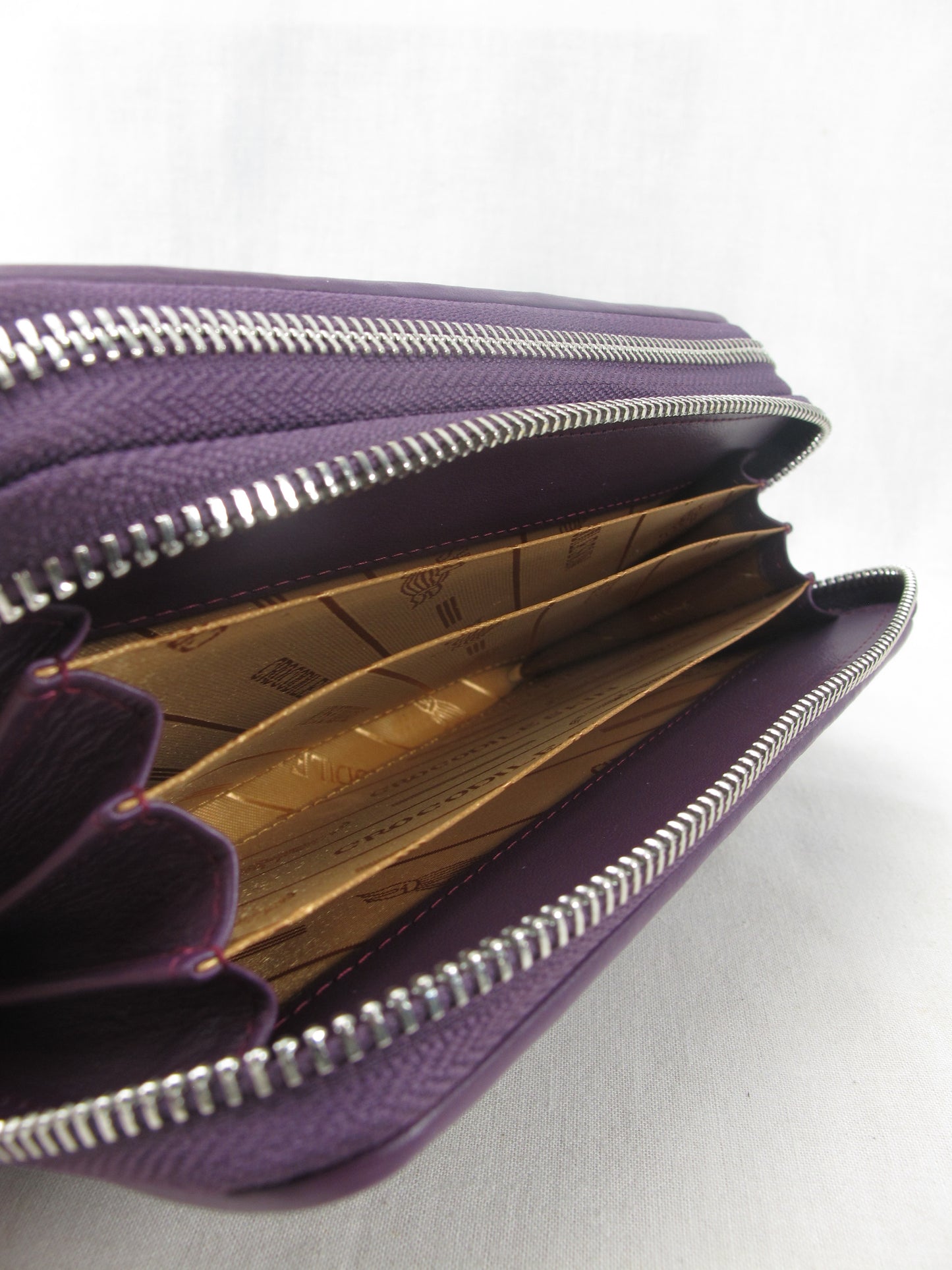 Genuine Caiman Crocodile Hornback Skin Leather Double Zip Around Wrislet Wallet Purse