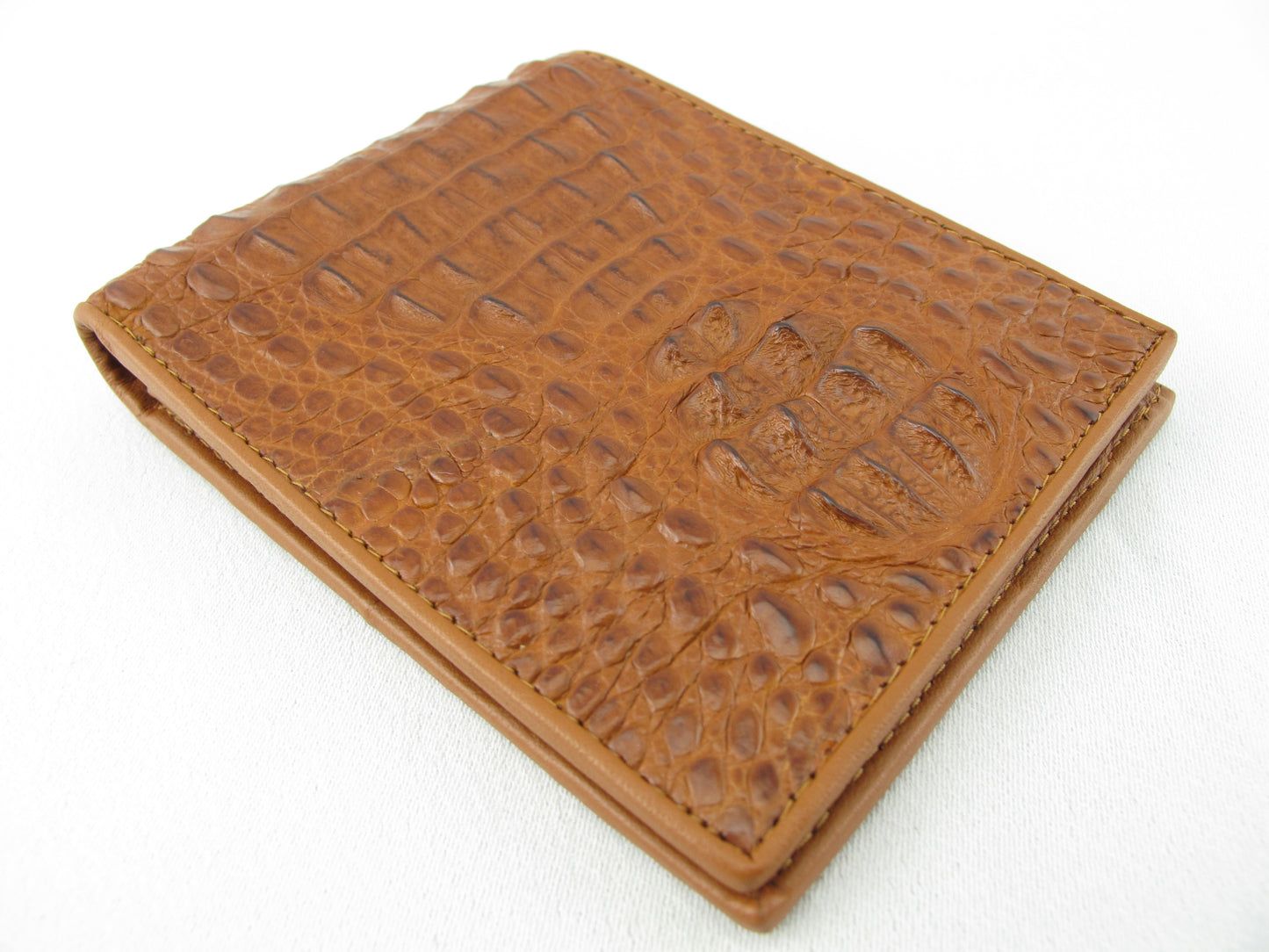 Genuine Caiman Crocodile Hornback Skin Leather Bifold Wallet