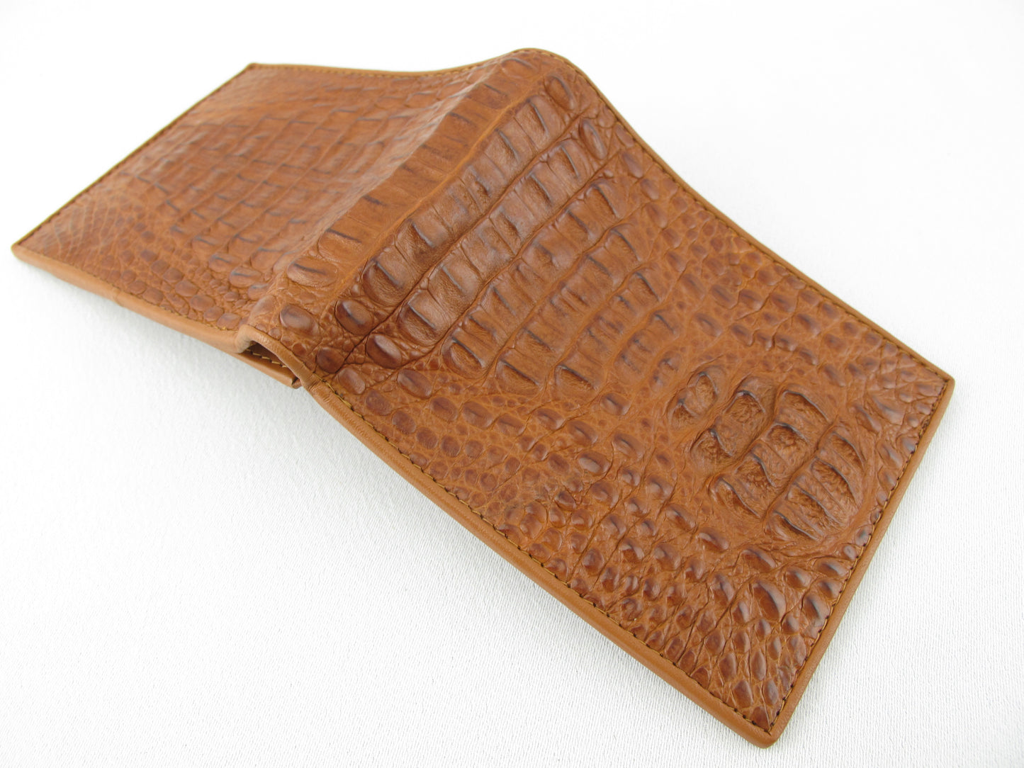 Genuine Caiman Crocodile Hornback Skin Leather Bifold Wallet