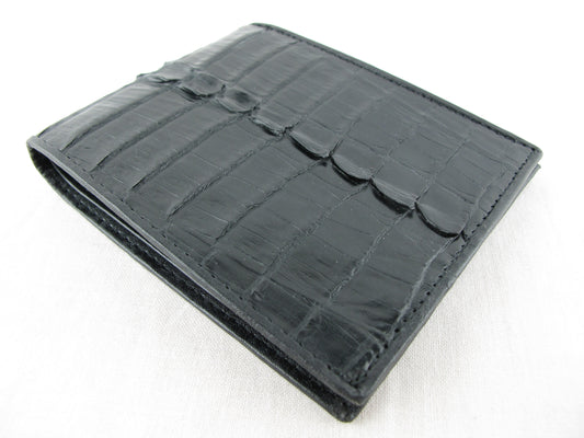 Genuine Caiman Crocodile Tail Skin Leather Bifold Wallet