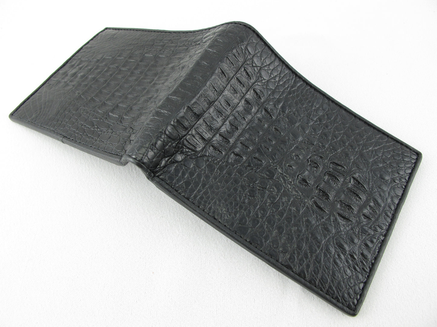 Genuine Caiman Crocodile Hornback Skin Leather Bifold Wallet