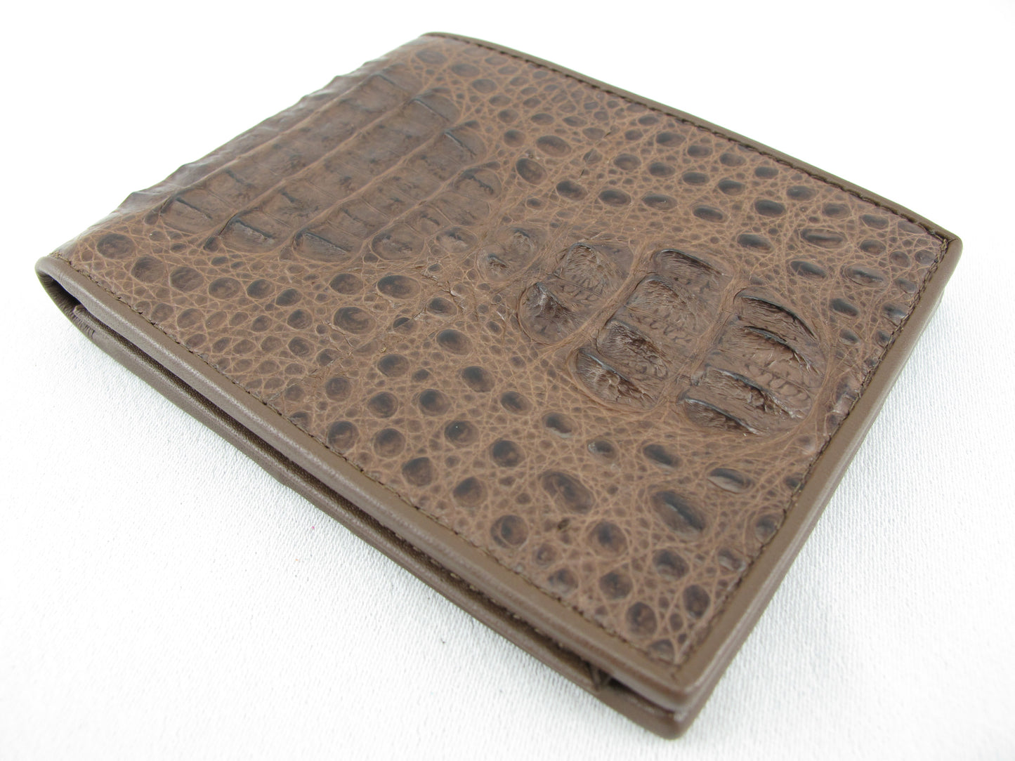 Genuine Caiman Crocodile Hornback Skin Leather Bifold Wallet