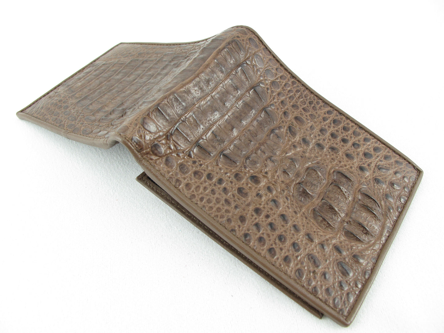 Genuine Caiman Crocodile Hornback Skin Leather Bifold Wallet