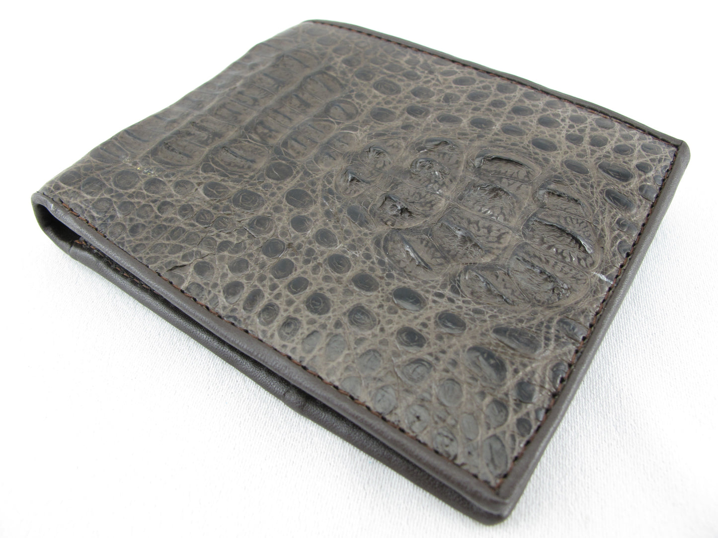 Genuine Caiman Crocodile Hornback Skin Leather Bifold Wallet