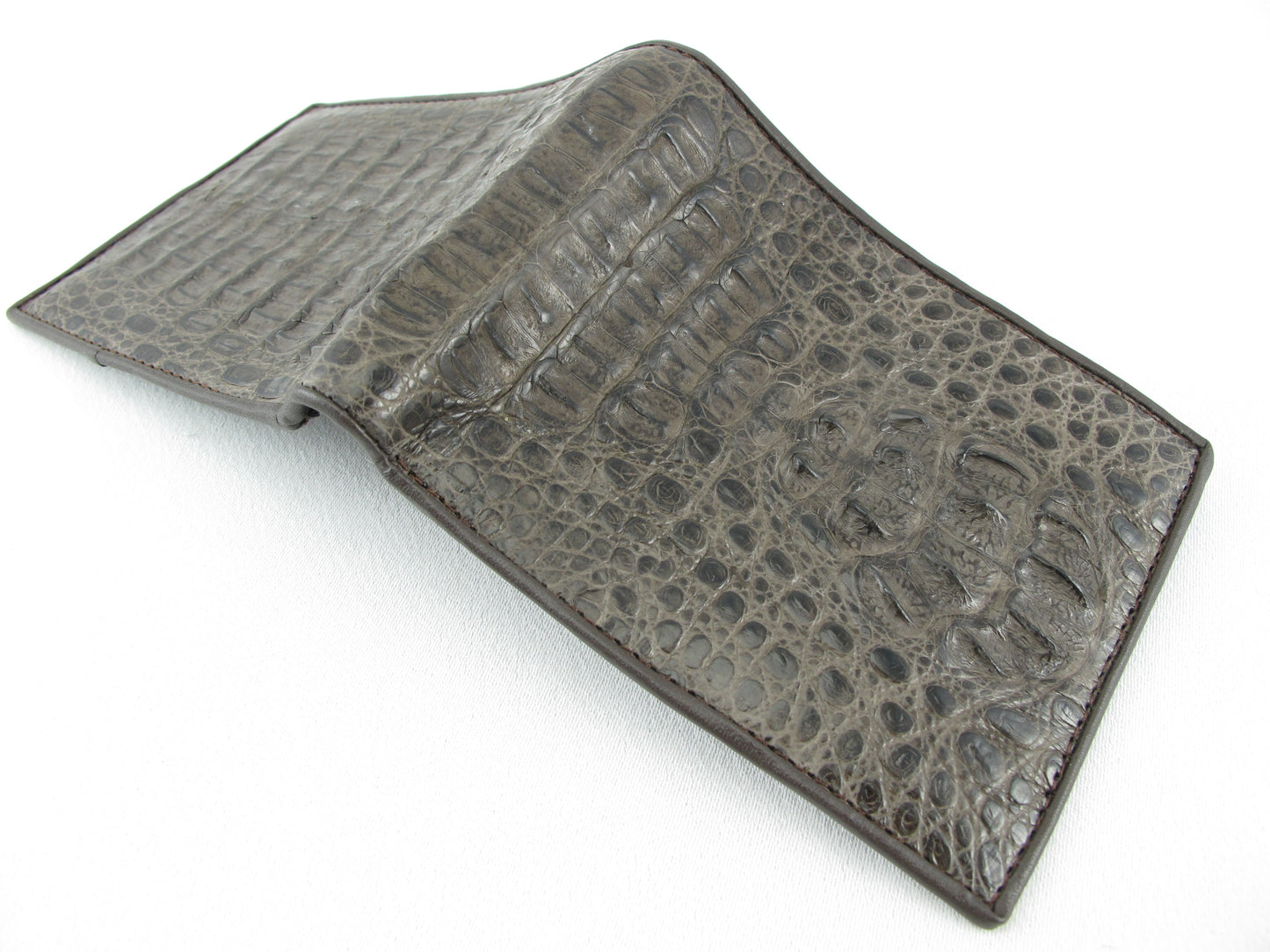 Genuine Caiman Crocodile Hornback Skin Leather Bifold Wallet
