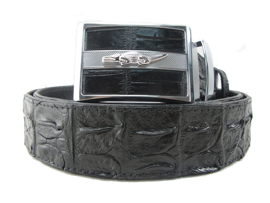 Genuine Crocodile Single Hornback Skin Leather Auto Locking Men's Belt