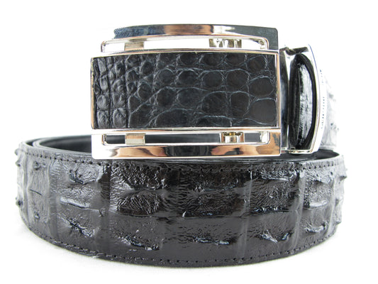 Genuine Crocodile Double Hornback Skin Leather Auto Locking Men's Belt