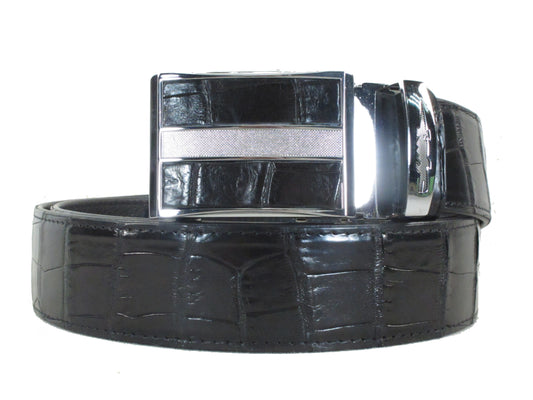 Genuine Crocodile Belly Skin Leather Auto Locking Luxury Men's Belt