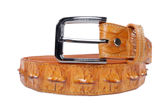 Genuine Crocodile Belly Skin Men's Belt - Brown, Auto Locking Buckle, 115cm Length, 3.75cm Width