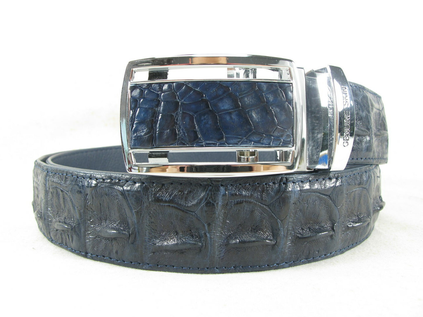 Genuine Crocodile Single Hornback Skin Leather Auto Locking Men's Belt