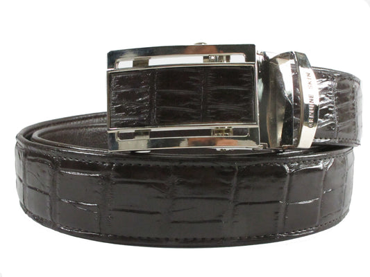 Genuine Crocodile Belly Skin Leather Auto Locking Men's Belt