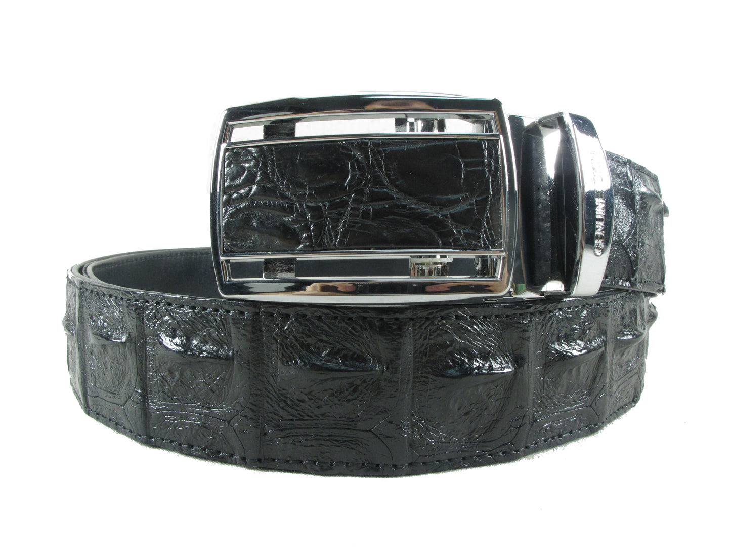 Genuine Crocodile Single Backbone Skin Leather Auto Locking Men's Belt