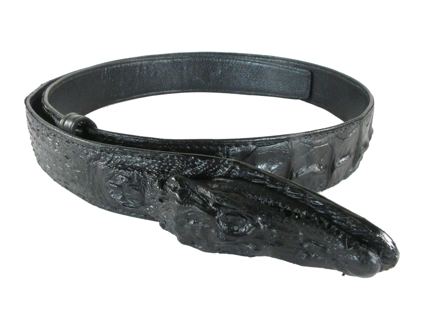 Genuine Crocodile Skin with Head Leather Dress Belt