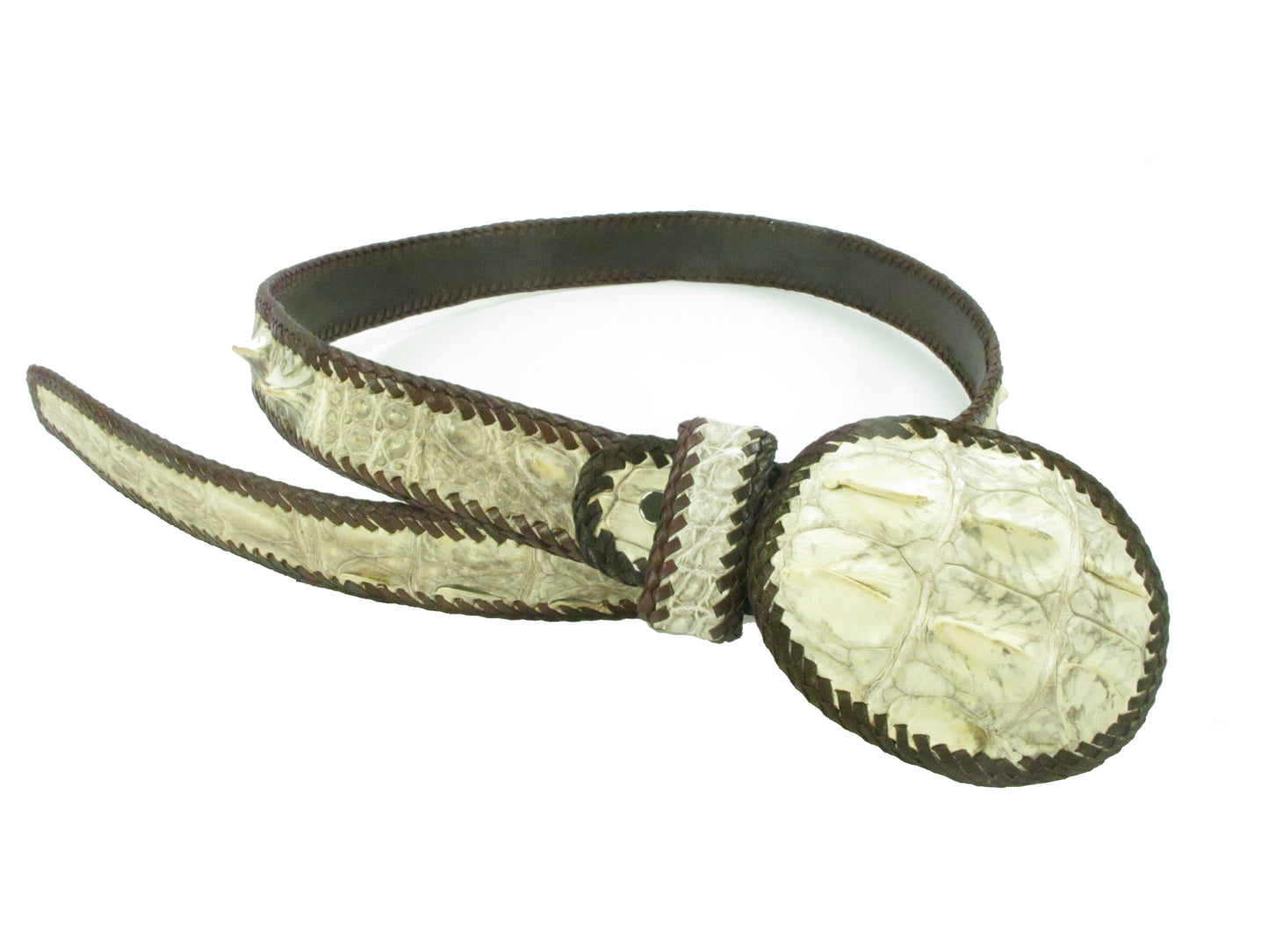 Genuine Crocodile Single Hornback Skin Leather Cowboy Handmade Belt