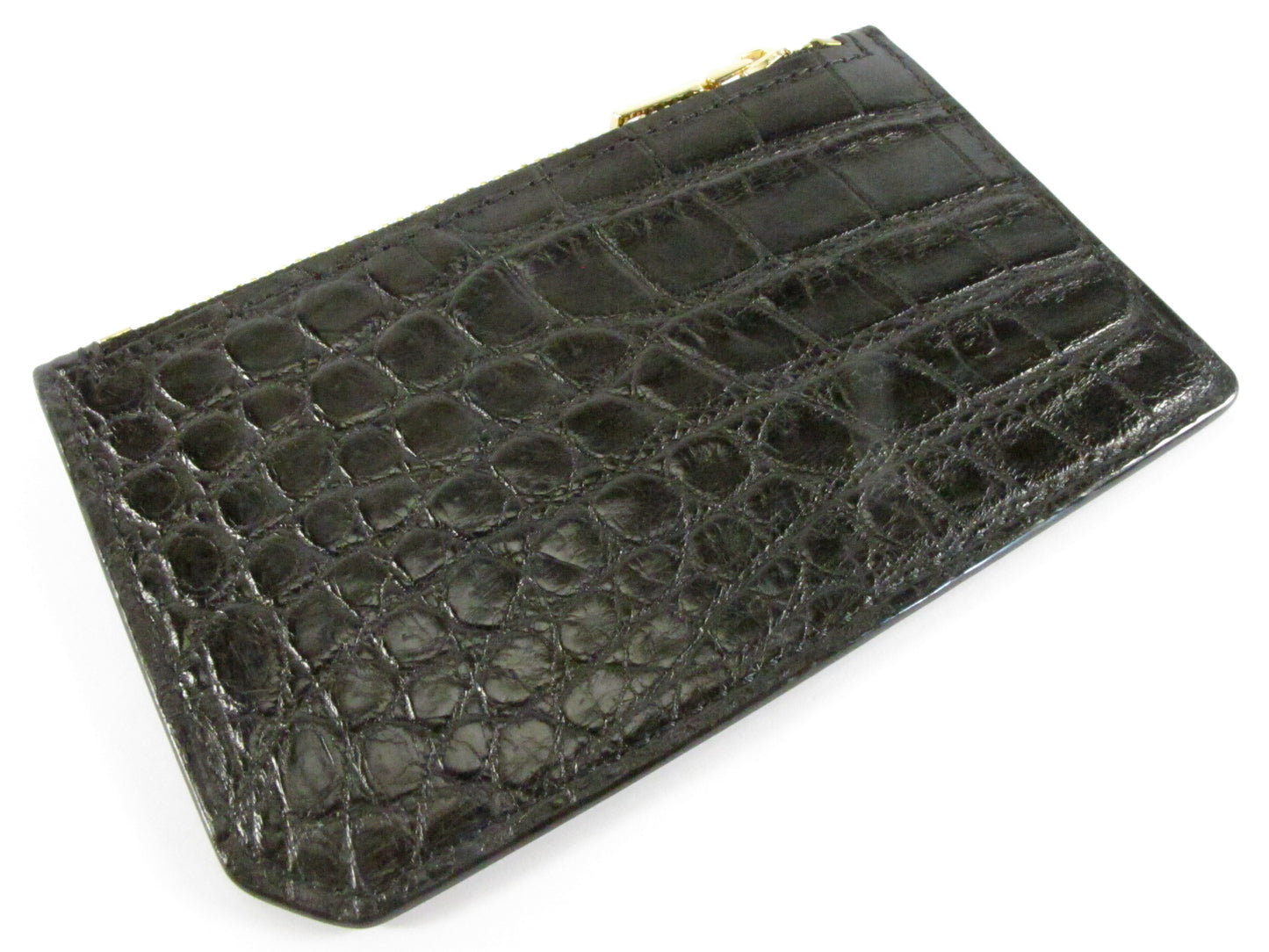 Genuine Crocodile Belly Skin Leather Business & Credit Card Holder Zip Wallet Coins Purse
