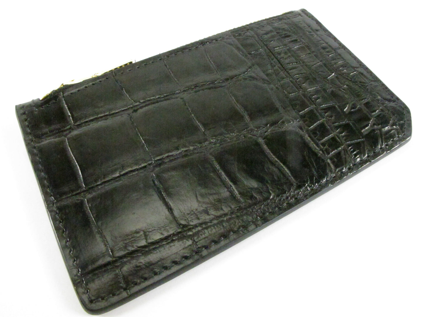 Genuine Crocodile Belly Skin Leather Business & Credit Card Holder Zip Wallet Coins Purse
