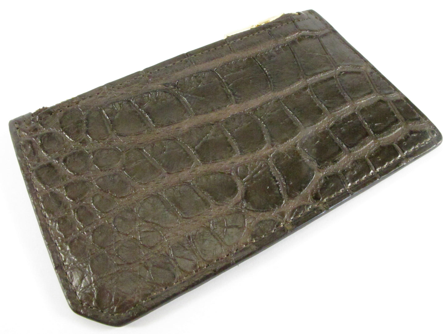 Genuine Crocodile Belly Skin Leather Business & Credit Card Holder Zip Wallet Coins Purse