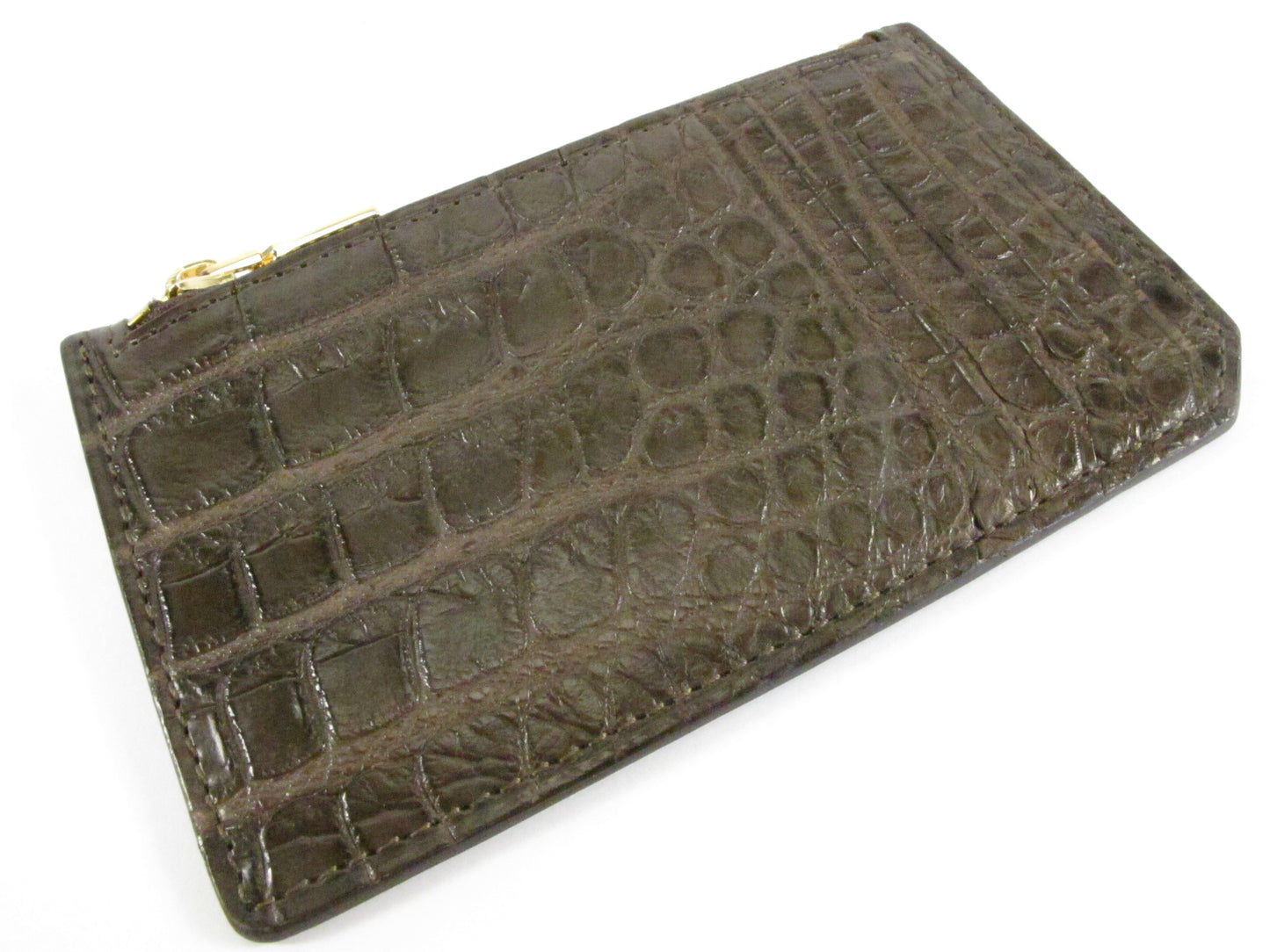 Genuine Crocodile Belly Skin Leather Business & Credit Card Holder Zip Wallet Coins Purse