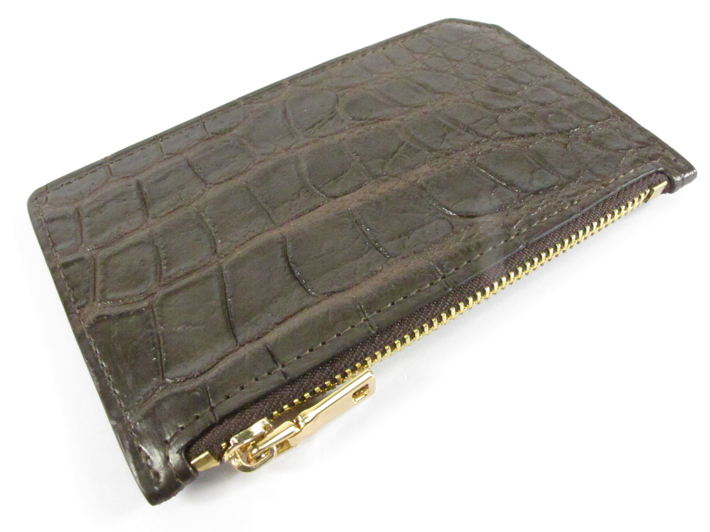 Genuine Crocodile Belly Skin Leather Business & Credit Card Holder Zip Wallet Coins Purse