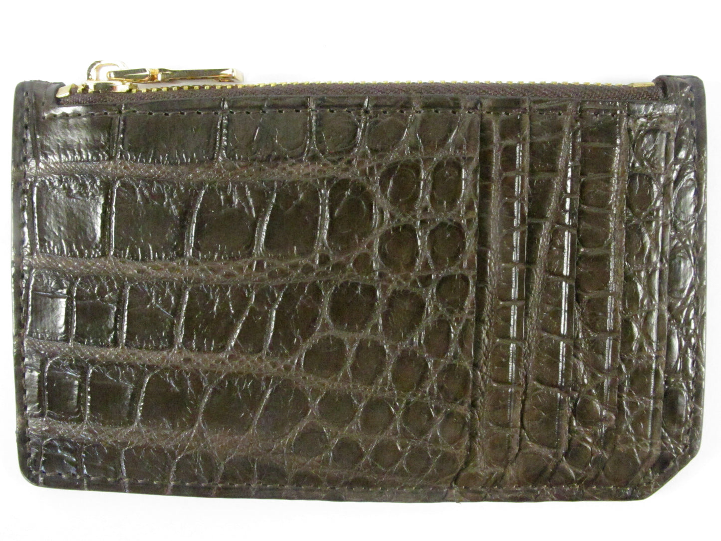 Genuine Crocodile Belly Skin Leather Business & Credit Card Holder Zip Wallet Coins Purse