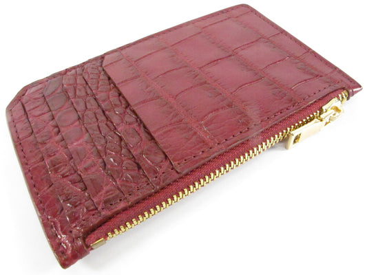 Genuine Crocodile Belly Skin Leather Business & Credit Card Holder Zip Wallet Coins Purse