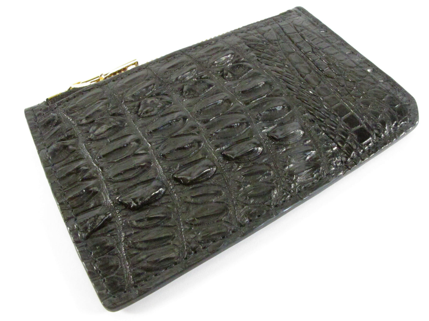Genuine Crocodile Tail Skin Leather Business & Credit Card Holder Zip Wallet Coins Purse