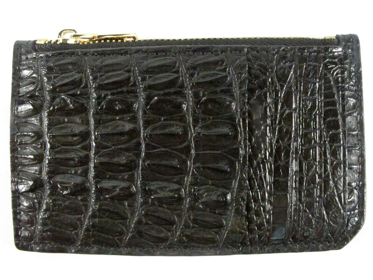 Genuine Crocodile Tail Skin Leather Business & Credit Card Holder Zip Wallet Coins Purse
