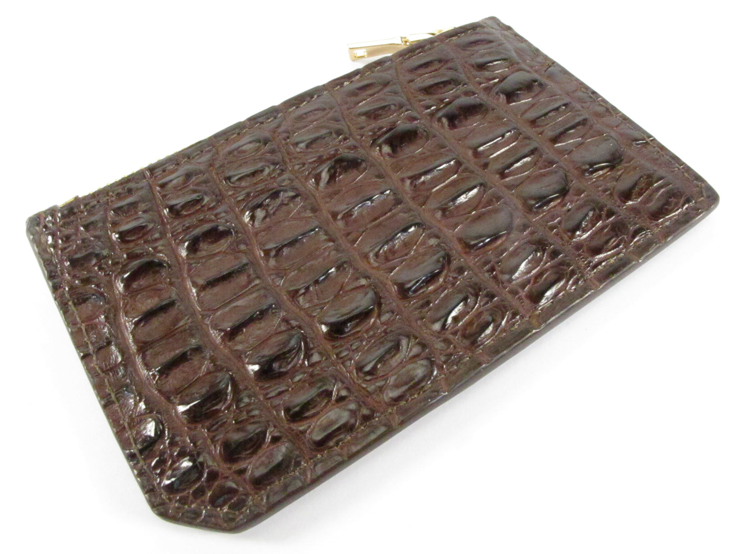 Genuine Crocodile Tail Skin Leather Business & Credit Card Holder Zip Wallet Coins Purse