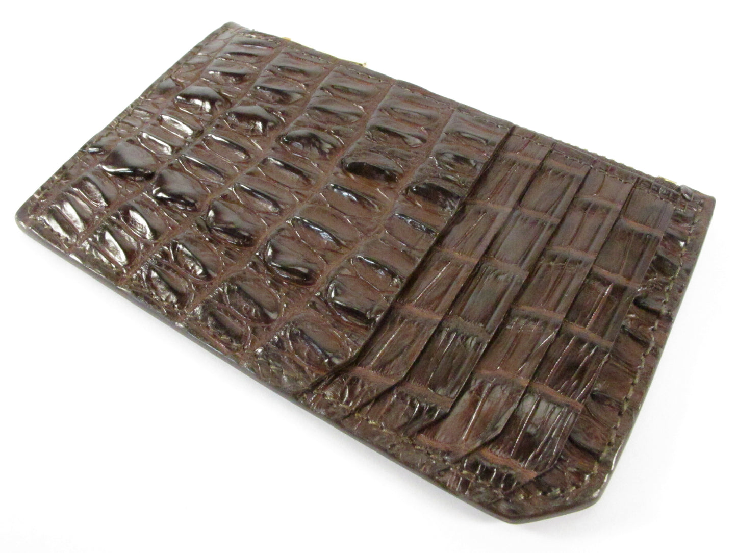 Genuine Crocodile Tail Skin Leather Business & Credit Card Holder Zip Wallet Coins Purse