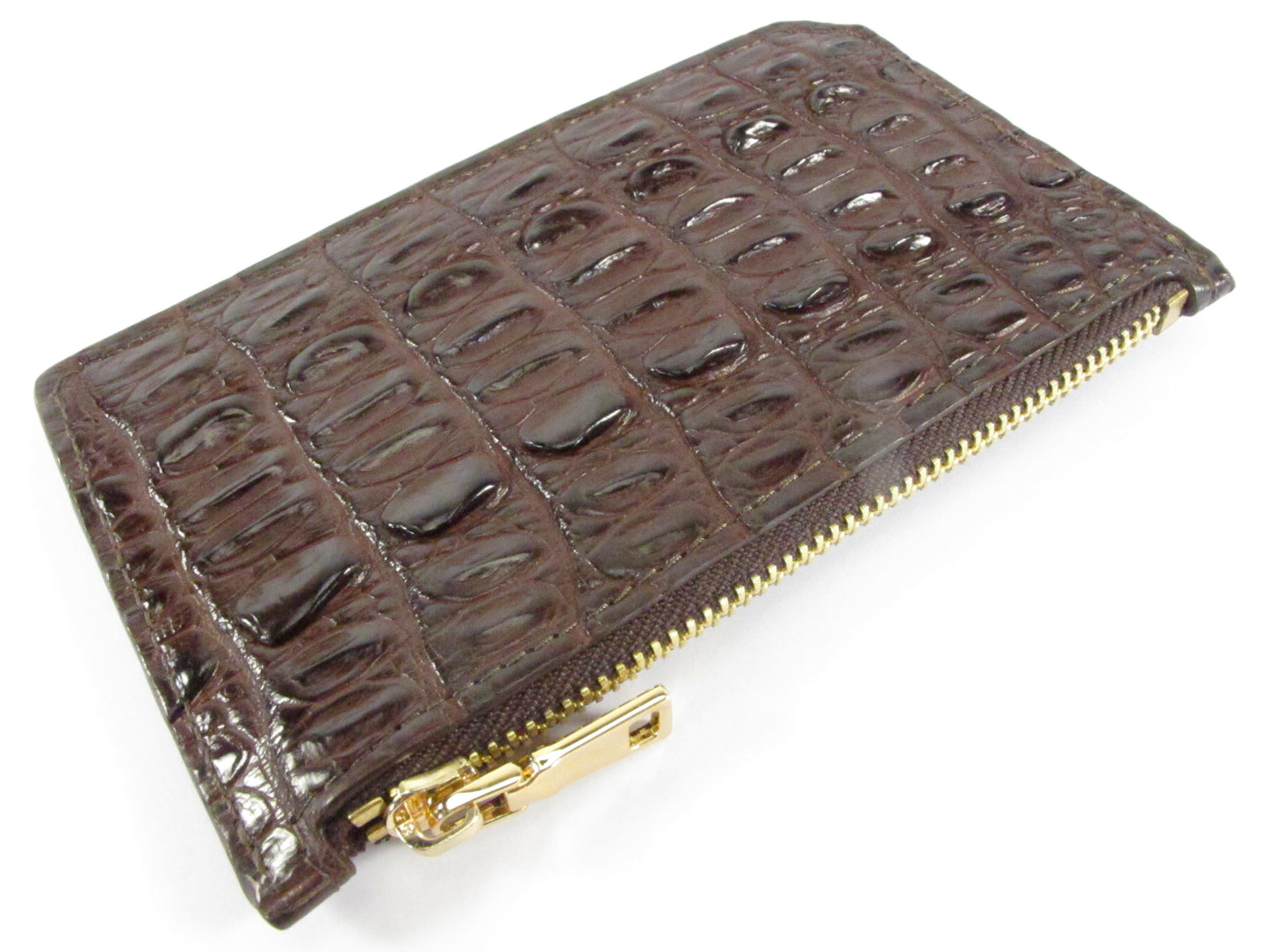 Genuine Crocodile Tail Skin Leather Business & Credit Card Holder Zip Wallet Coins Purse