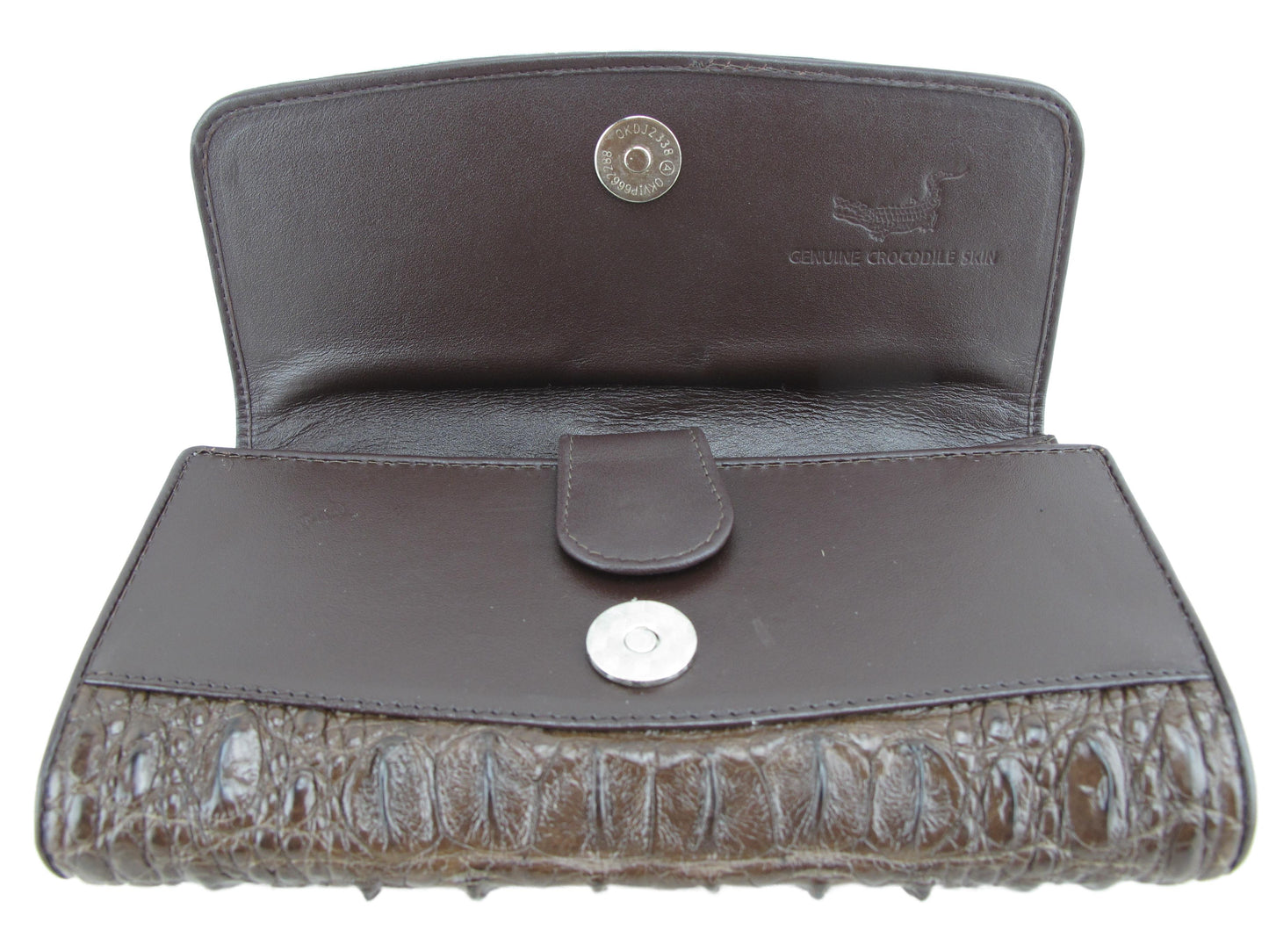 Genuine Crocodile Hornback Skin Leather Women's Trifold Clutch Wallet Purse