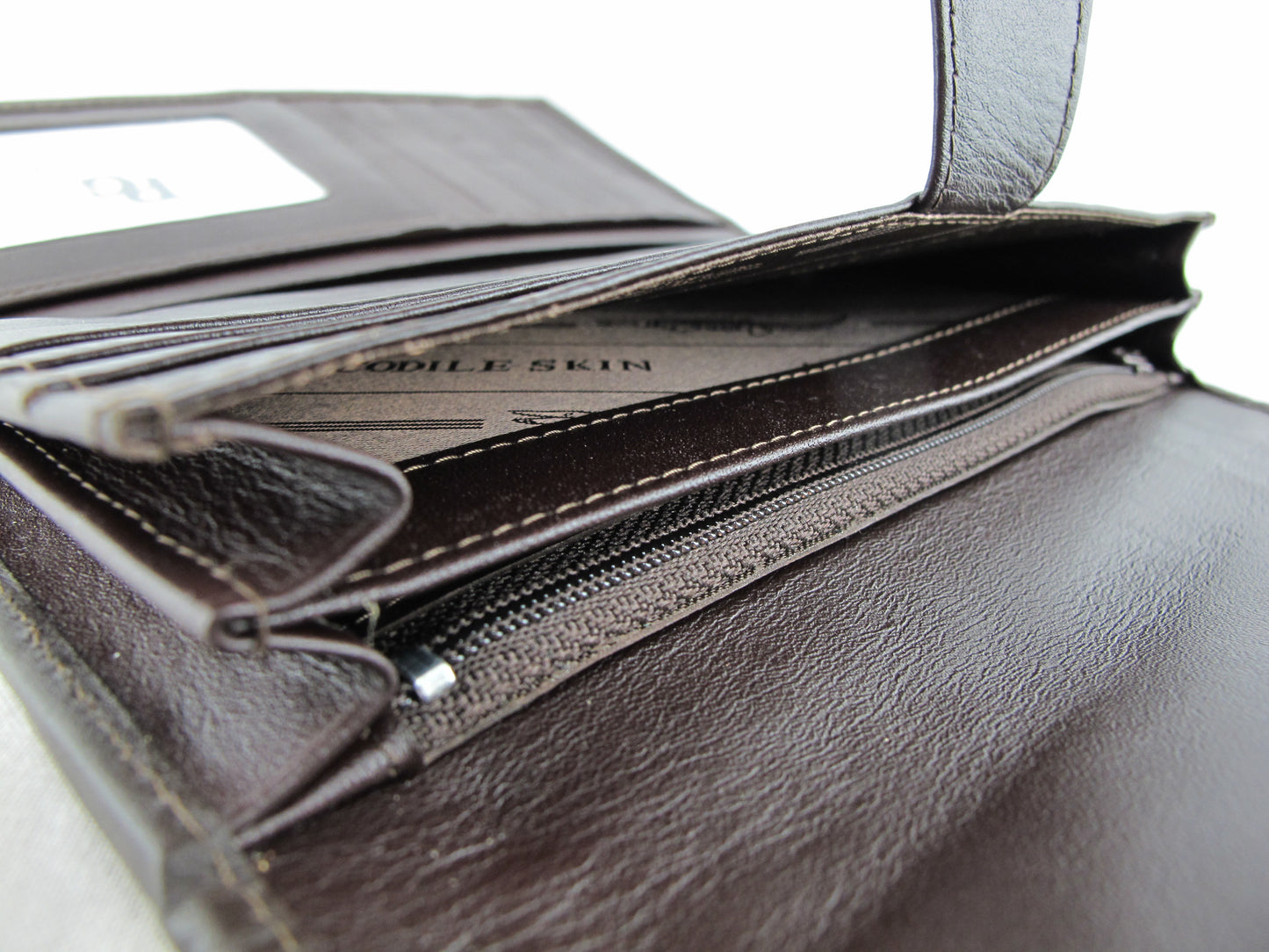 Genuine Crocodile Hornback Skin Leather Women's Trifold Clutch Wallet Purse