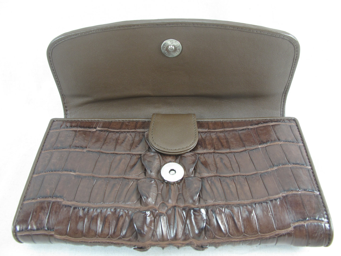 Genuine Crocodile Tail Skin Leather Women's Trifold Clutch Wallet Purse