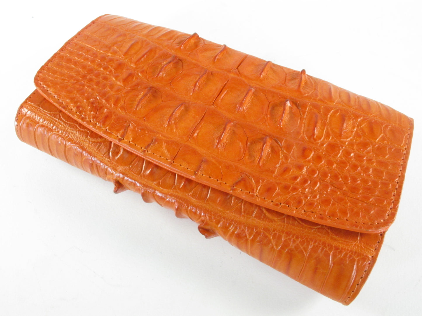 Genuine Crocodile Tail Skin Leather Women's Trifold Clutch Wallet Purse