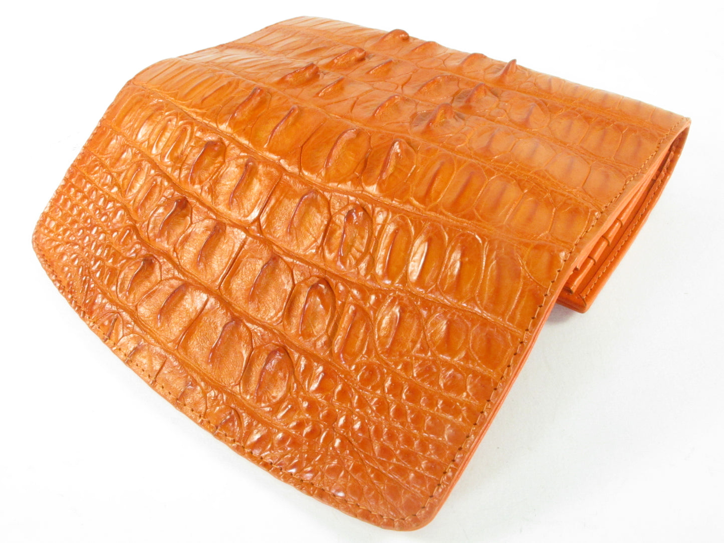 Genuine Crocodile Tail Skin Leather Women's Trifold Clutch Wallet Purse