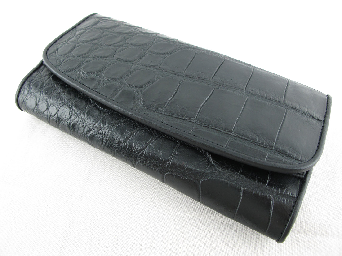 Genuine Crocodile Belly Skin Leather Women's Trifold Clutch Wallet Purse