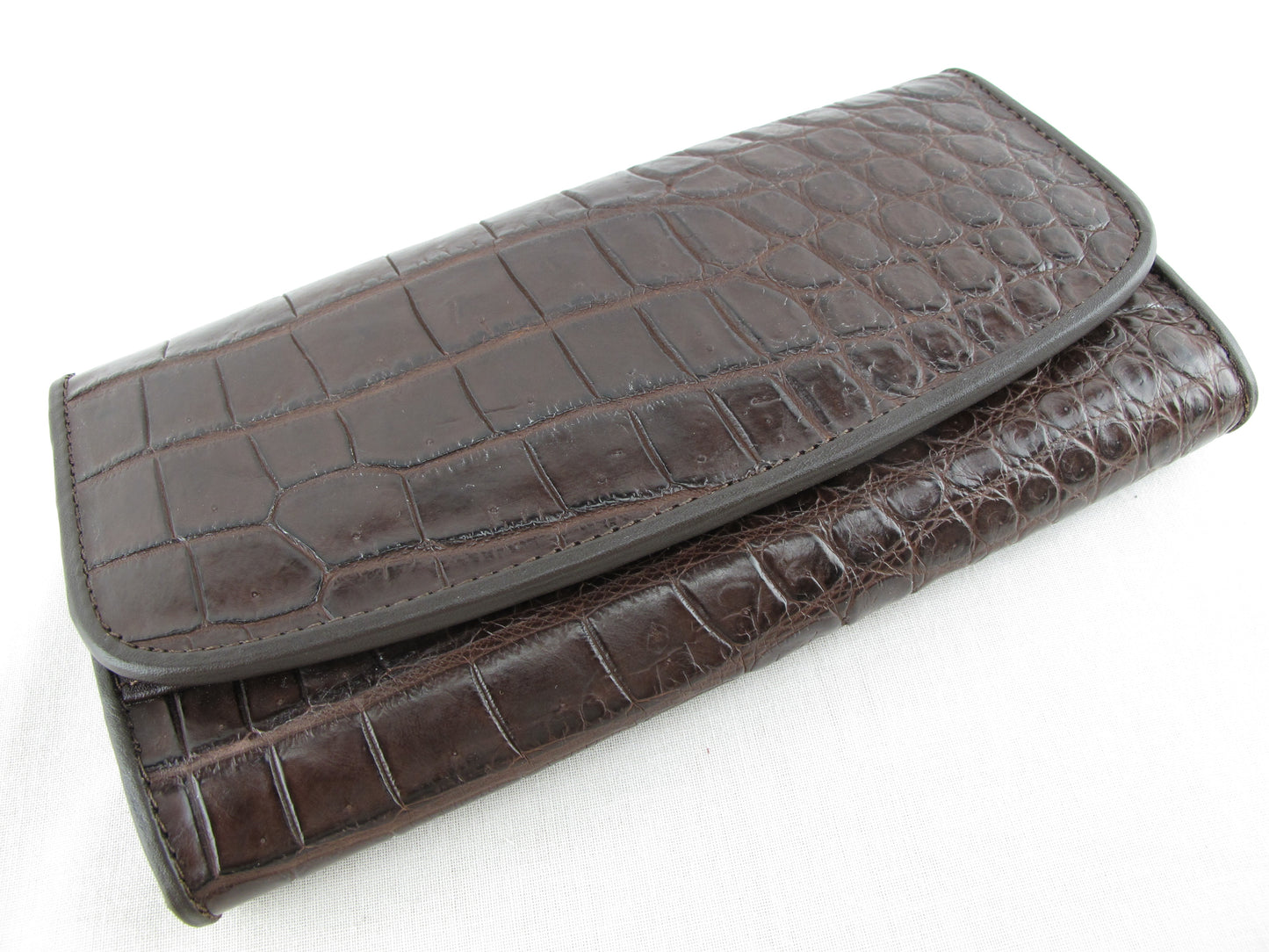 Genuine Crocodile Belly Skin Leather Women's Trifold Clutch Wallet Purse