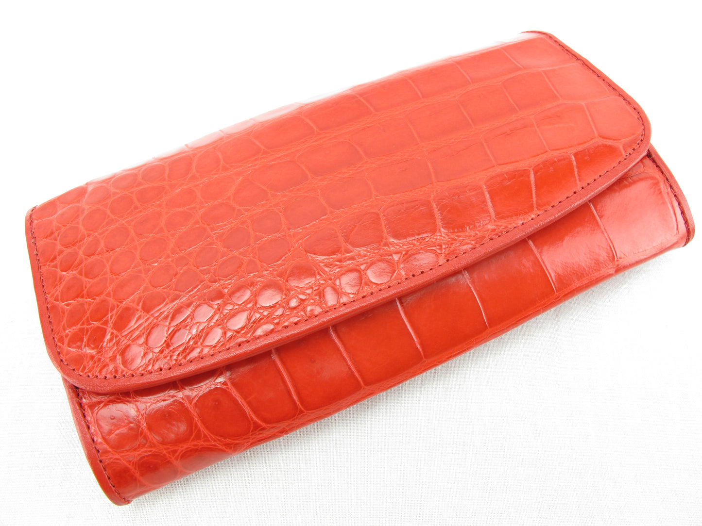 Genuine Crocodile Belly Skin Leather Women's Trifold Clutch Wallet Purse