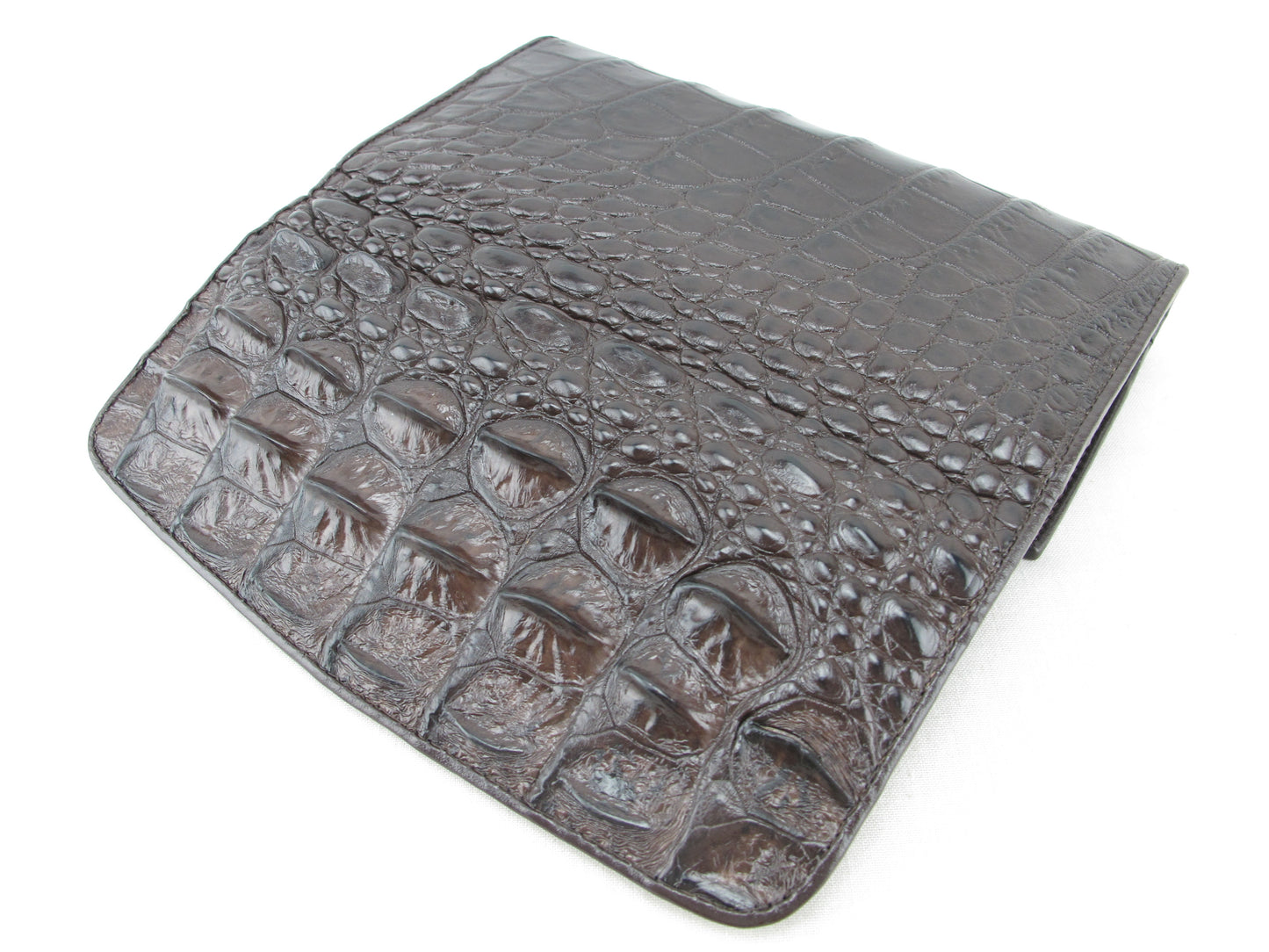 Genuine Crocodile Half Hornback Skin Leather Women's Trifold Clutch Wallet Purse