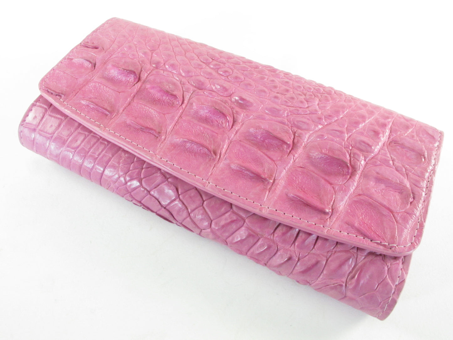 Genuine Crocodile Half Hornback Skin Leather Women's Trifold Clutch Wallet Purse