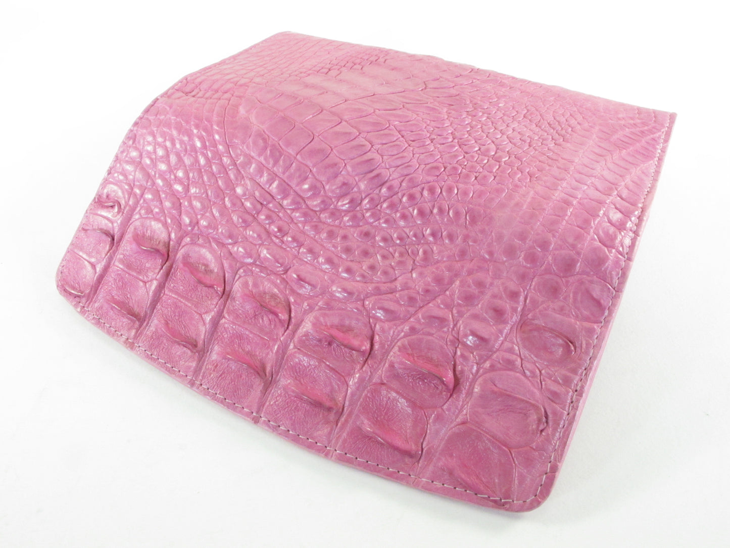 Genuine Crocodile Half Hornback Skin Leather Women's Trifold Clutch Wallet Purse