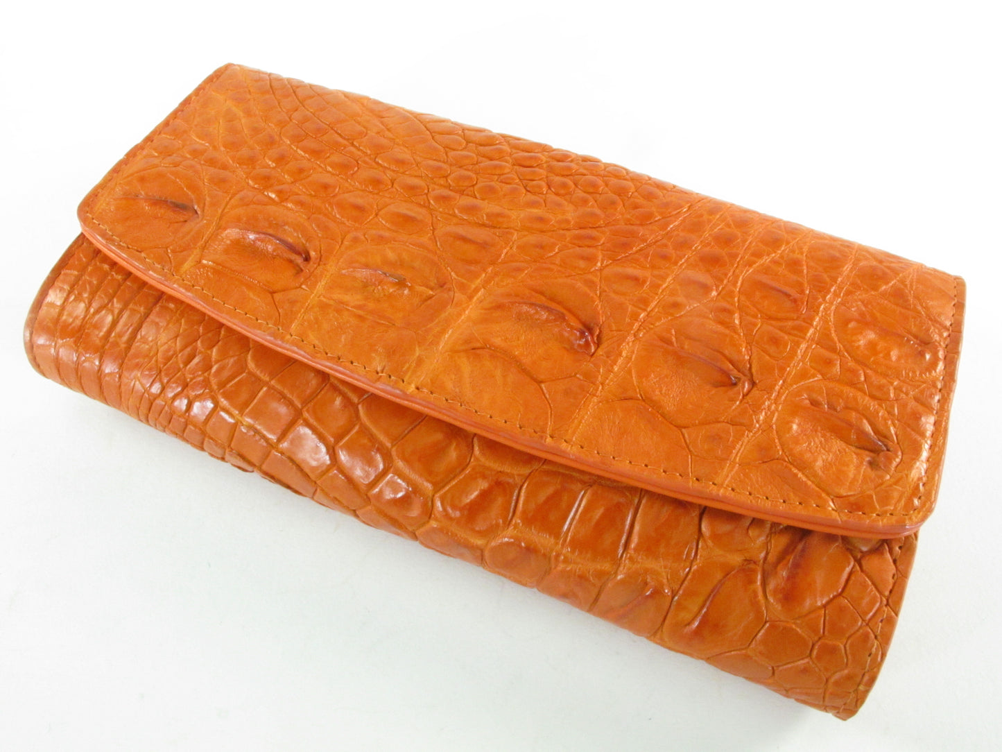 Genuine Crocodile Half Hornback Skin Leather Women's Trifold Clutch Wallet Purse