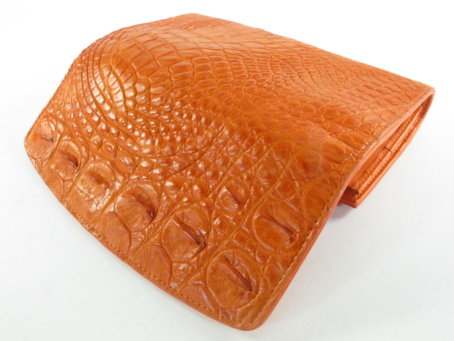 Genuine Crocodile Half Hornback Skin Leather Women's Trifold Clutch Wallet Purse