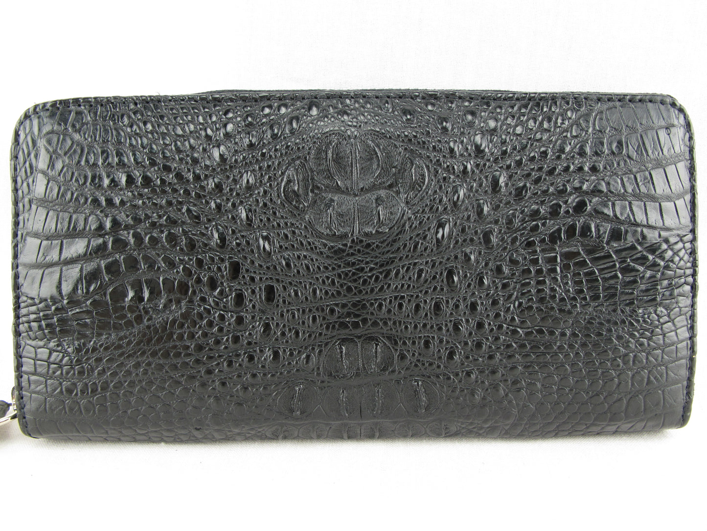 Genuine Crocodile Hornback Skin Leather Zip Around Clutch Wallet Purse